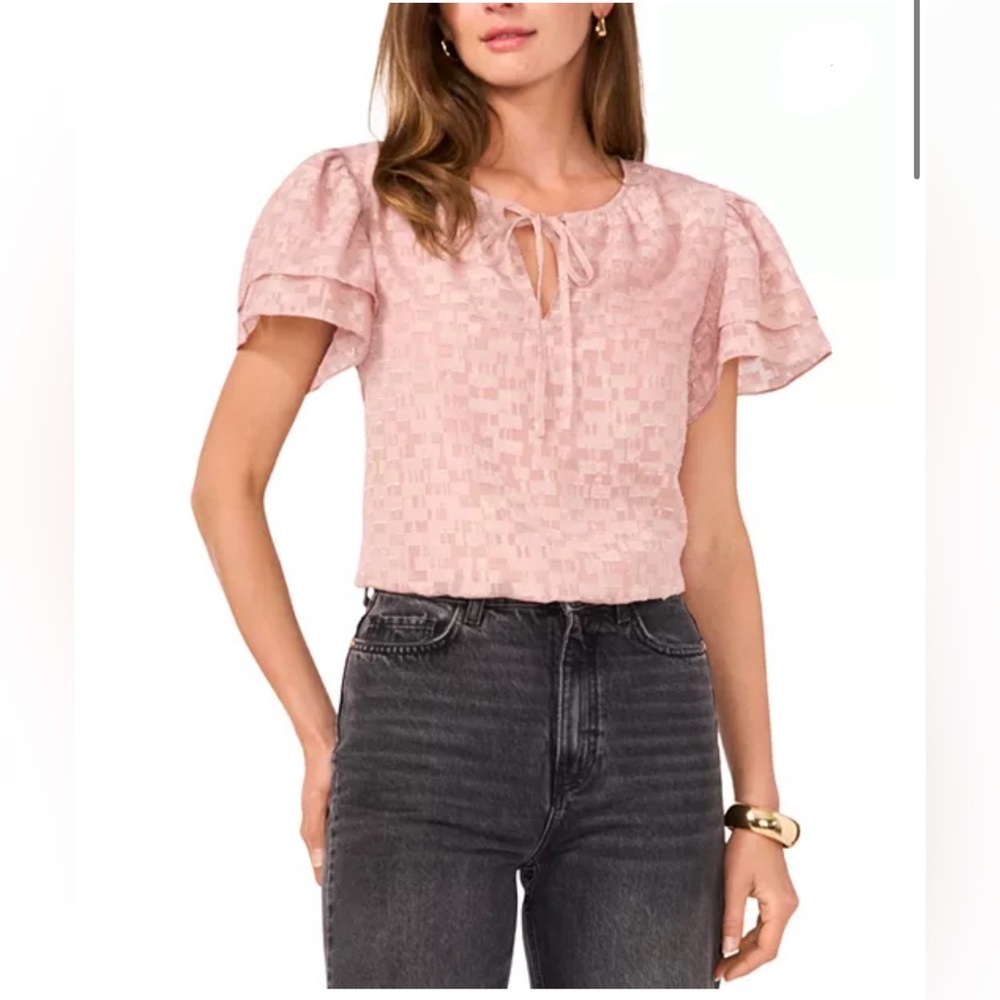 Vince Camuto Blush Tie-Neck Blouse